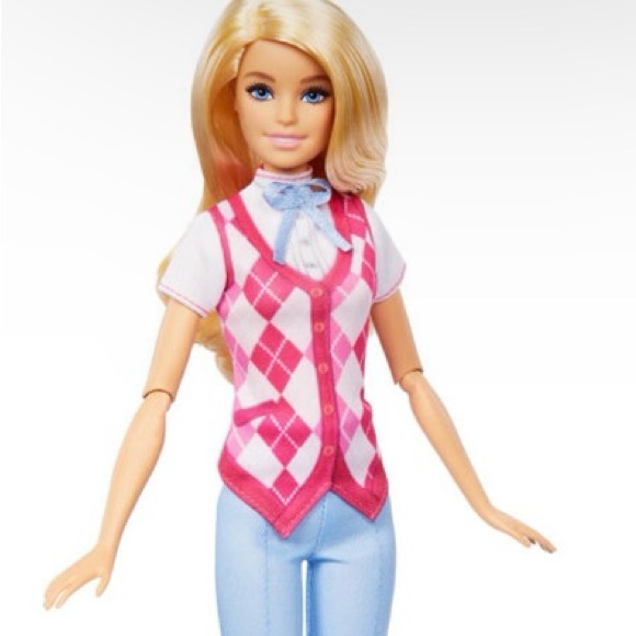 Barbie Doll The great Horse chase - Pink Argyle Vest and Blue Pants - Picture 2 of 3